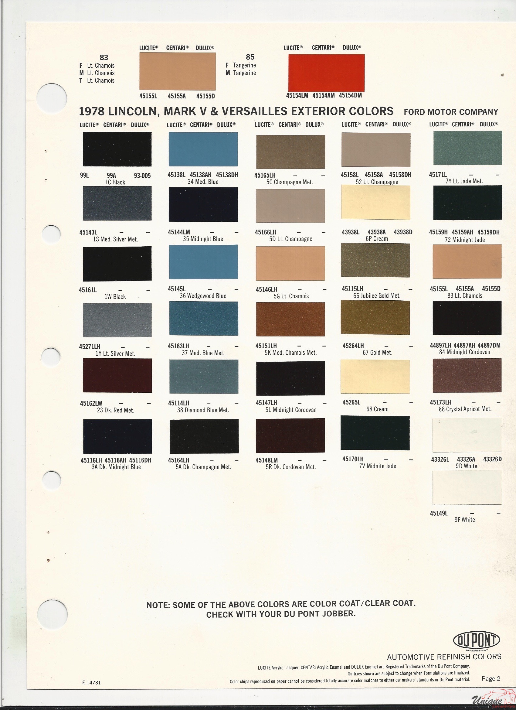 1978 Ford-2 Paint Charts